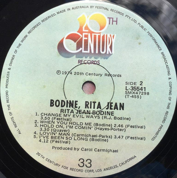Rita Jean Bodine – Bodine, Rita Jean LP vinyl record, image 4 of 4