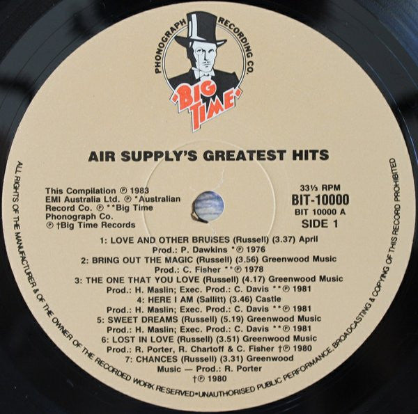 Air Supply – Greatest Hits LP vinyl record, image 2 of 4