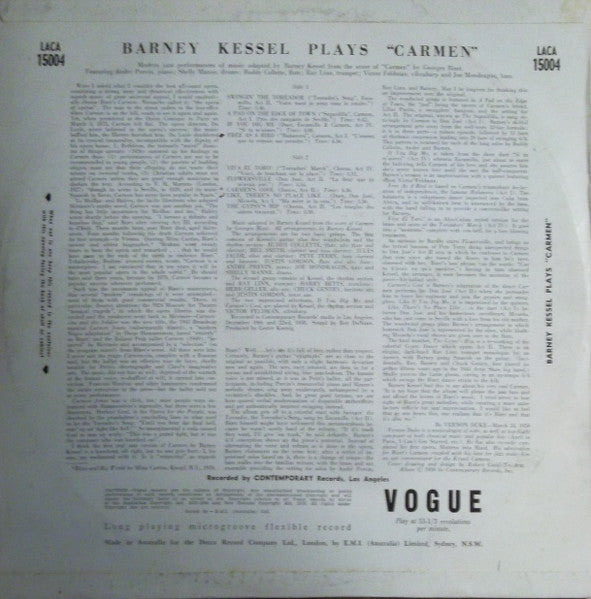Barney Kessel – Modern Jazz Performances From Bizet's Carmen LP vinyl record, image 2 of 4