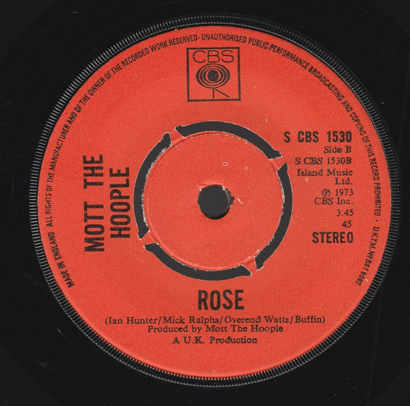 Mott The Hoople – Honaloochie Boogie 7" vinyl record, image 2 of 3
