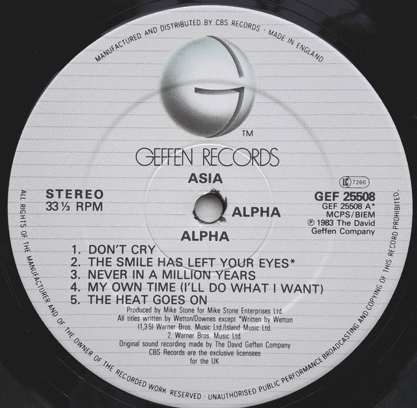 Asia – Alpha LP vinyl record, image 3 of 7