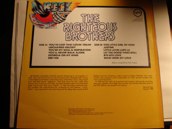 The Righteous Brothers – Rock Legends LP vinyl record, image 2 of 3