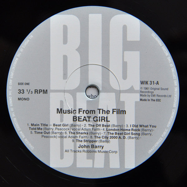 John Barry, Adam Faith, Shirley Anne Field – Music From The Film Beat Girl LP vinyl record, image 3 of 4