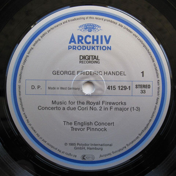 Georg Friedrich Händel, The English Concert, Trevor Pinnock – Music For The Royal Fireworks, Concerti A Due Cori LP vinyl record, image 5 of 7