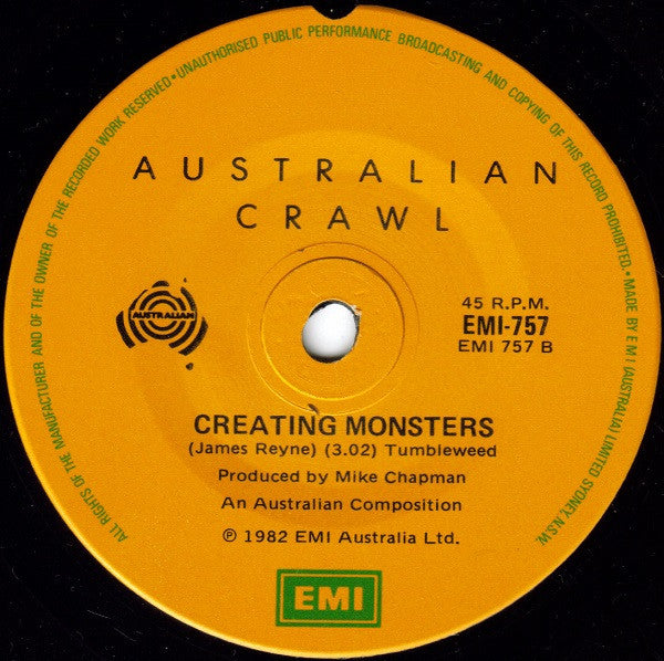 Australian Crawl – Shut Down 7" vinyl record, image 2 of 2