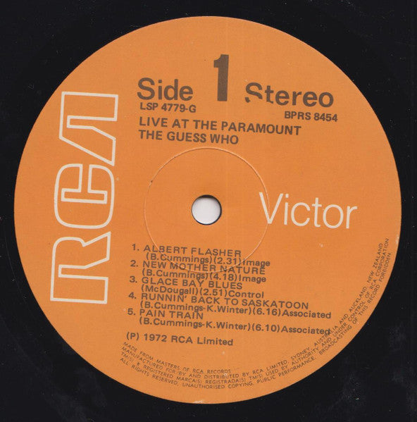 The Guess Who – Live At The Paramount LP vinyl record, image 2 of 3