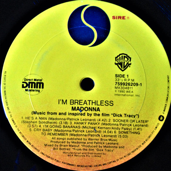 Madonna – I'm Breathless (Music From And Inspired By The Film Dick Tracy) LP vinyl record, image 8 of 9