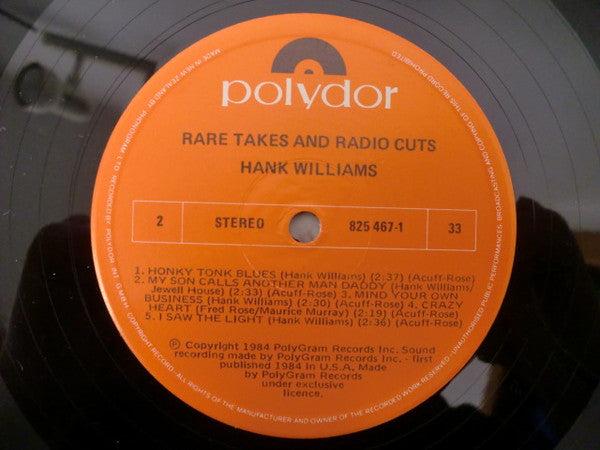 Hank Williams – Rare Takes & Radio Cuts LP vinyl record, image 4 of 4