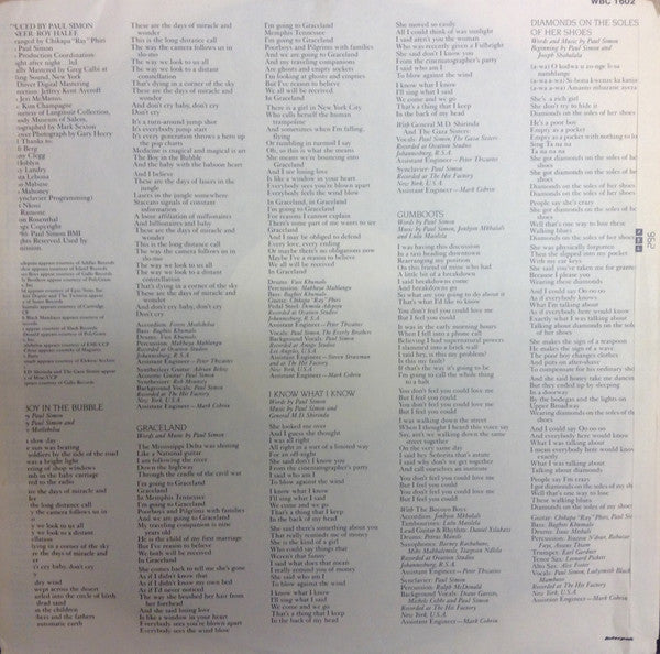 Paul Simon – Graceland LP vinyl record, image 5 of 5