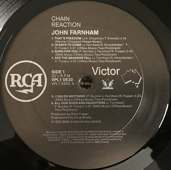 John Farnham – Chain Reaction LP vinyl record, image 3 of 6