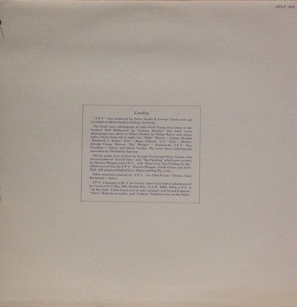 John Paul Young – J.P.Y. LP vinyl record, image 6 of 6
