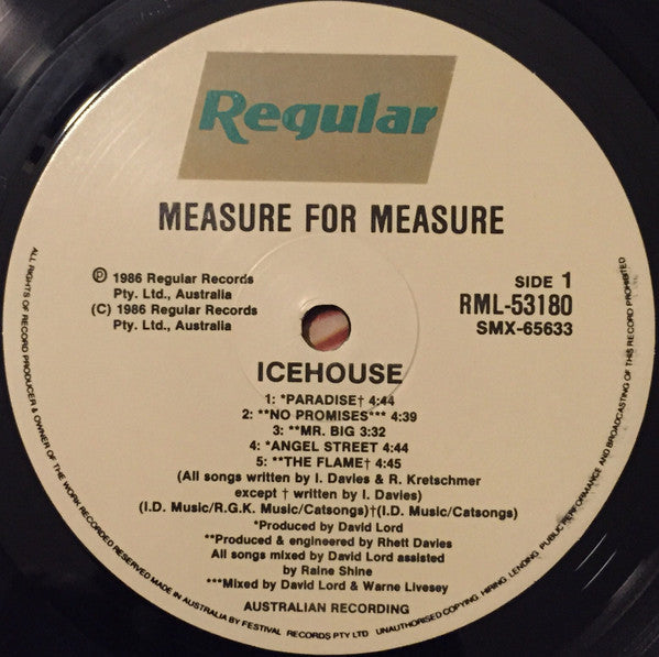 Icehouse – Measure For Measure LP vinyl record, image 5 of 6