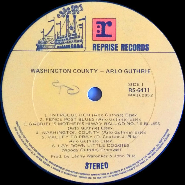 Arlo Guthrie – Washington County LP vinyl record, image 3 of 4