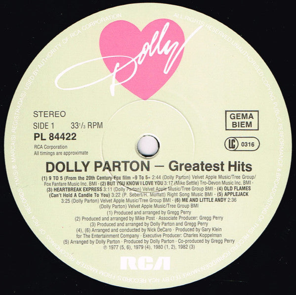 Dolly Parton – Greatest Hits LP vinyl record, image 7 of 8