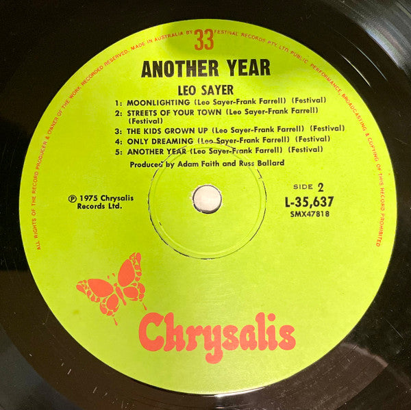 Leo Sayer – Another Year LP vinyl record, image 3 of 3