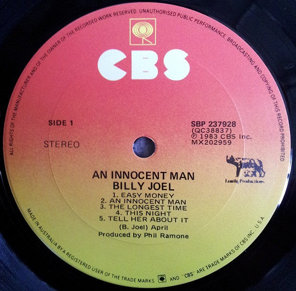 Billy Joel – An Innocent Man LP vinyl record, image 3 of 6