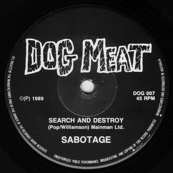 Sabotage – Take Some Drugs Tonite 7" vinyl record, image 3 of 4