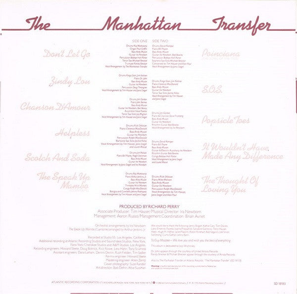 The Manhattan Transfer – Coming Out LP vinyl record, image 5 of 6