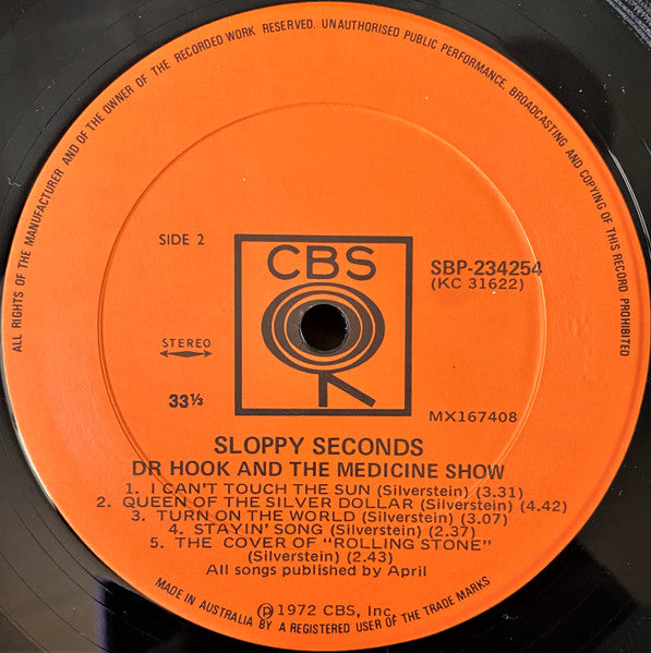Dr. Hook & The Medicine Show – Sloppy Seconds LP vinyl record, image 5 of 5