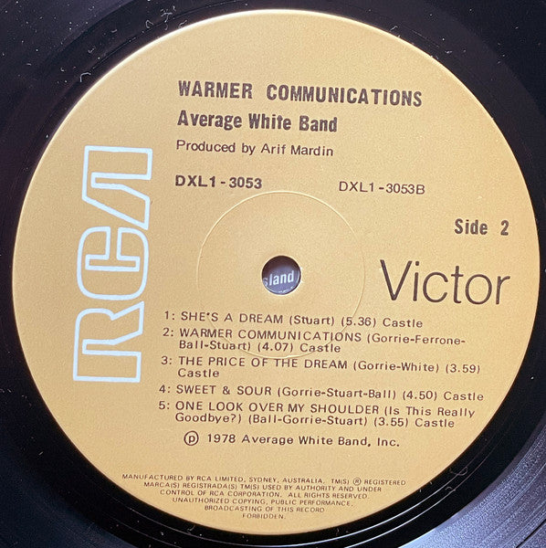 Average White Band – Warmer Communications LP vinyl record, image 4 of 6