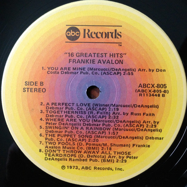 Frankie Avalon – 16 Greatest Hits LP vinyl record, image 4 of 4