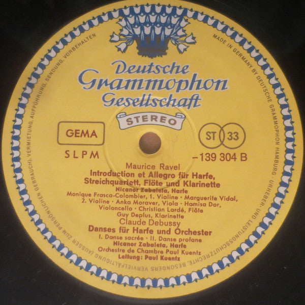Nicanor Zabaleta, Maurice Ravel, Claude Debussy, Georg Friedrich Händel, Johann Georg Albrechtsberger, Orchestre De Chambre Paul Kuentz, Paul Kuentz – Werke Für Harfe Und Orchester LP vinyl record, image 4 of 4
