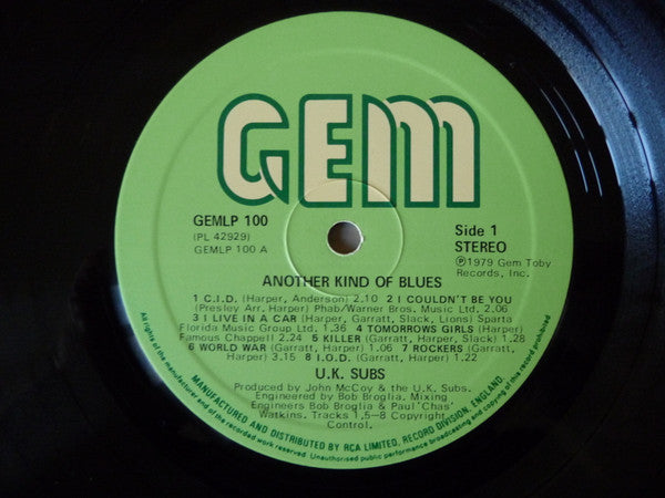 UK Subs – Another Kind Of Blues LP vinyl record, image 3 of 6