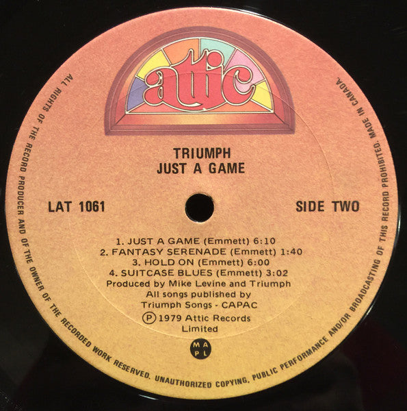 Triumph – Just A Game LP vinyl record, image 5 of 9