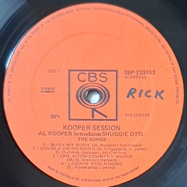 Al Kooper, Shuggie Otis – Kooper Session LP vinyl record, image 3 of 3