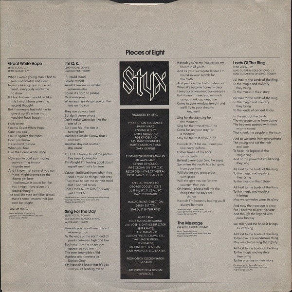 Styx – Pieces Of Eight LP vinyl record, image 7 of 10