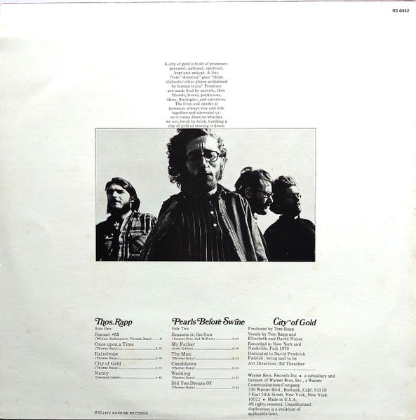 Tom Rapp, Pearls Before Swine – City Of Gold LP vinyl record, image 4 of 4