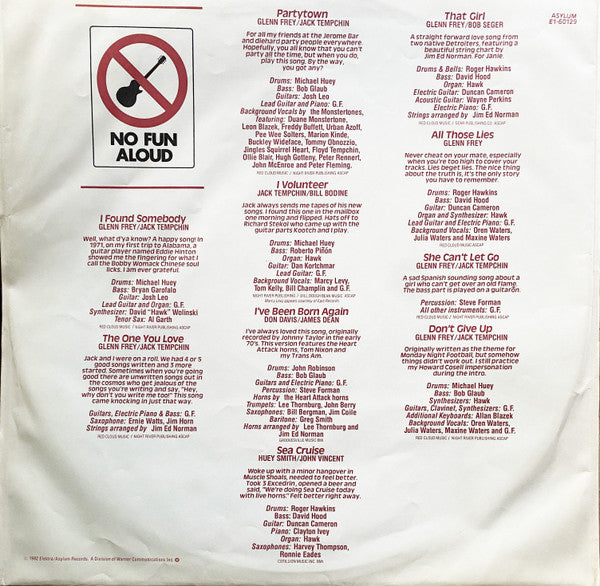 Glenn Frey – No Fun Aloud LP vinyl record, image 3 of 8