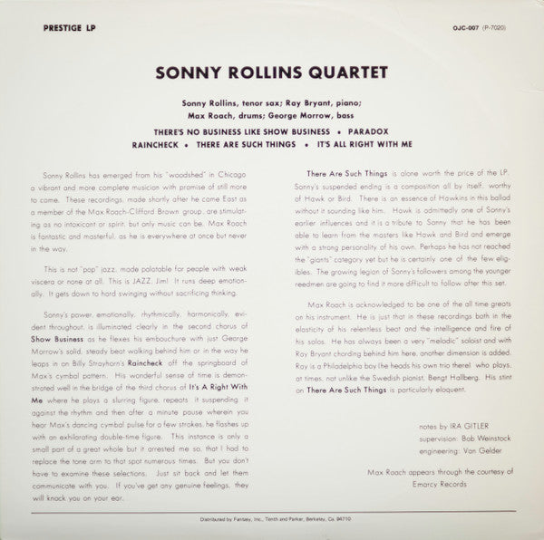 Sonny Rollins – Worktime LP vinyl record, image 2 of 4