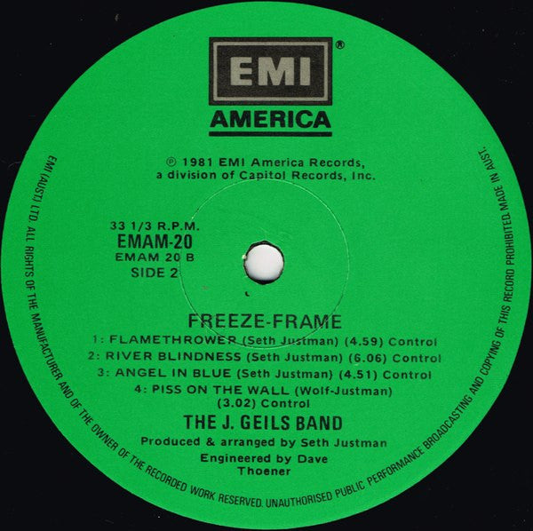 The J. Geils Band – Freeze-Frame LP vinyl record, image 4 of 6