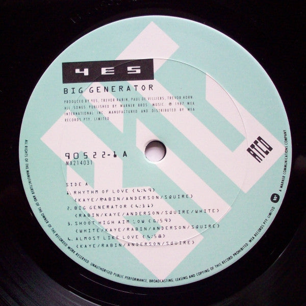 Yes – Big Generator LP vinyl record, image 5 of 6