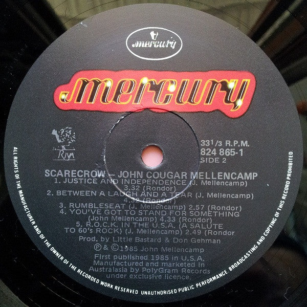 John Cougar Mellencamp – Scarecrow LP vinyl record, image 6 of 6