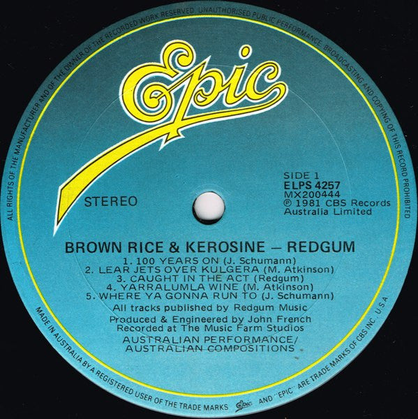Redgum – Brown Rice & Kerosine LP vinyl record, image 3 of 6