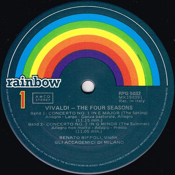 Antonio Vivaldi, Gli Accademici Di Milano – The Four Seasons / Les Quatre Saisons, From "Il Cimento Dell'Armonia E Dell'Invenzione", Op. 8 LP vinyl record, image 3 of 4