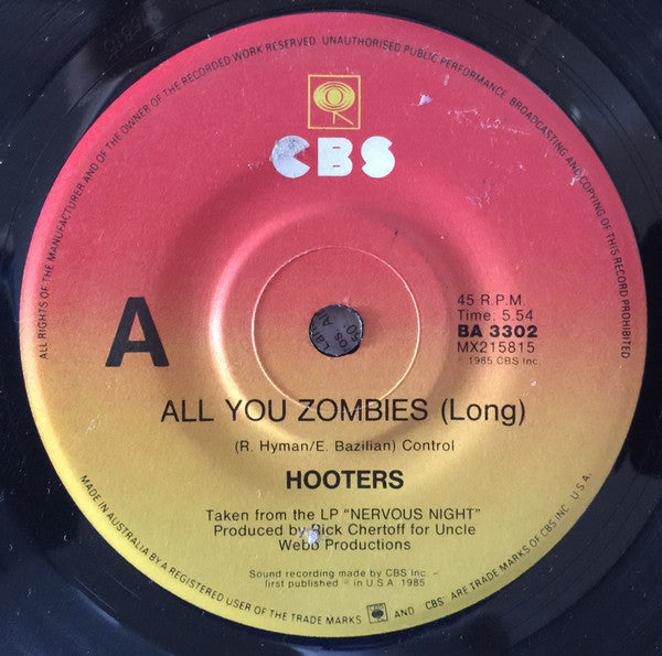 The Hooters – All You Zombies (Long) 7" vinyl record, image 1 of 2