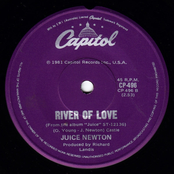 Juice Newton – Queen Of Hearts 7" vinyl record, image 2 of 2