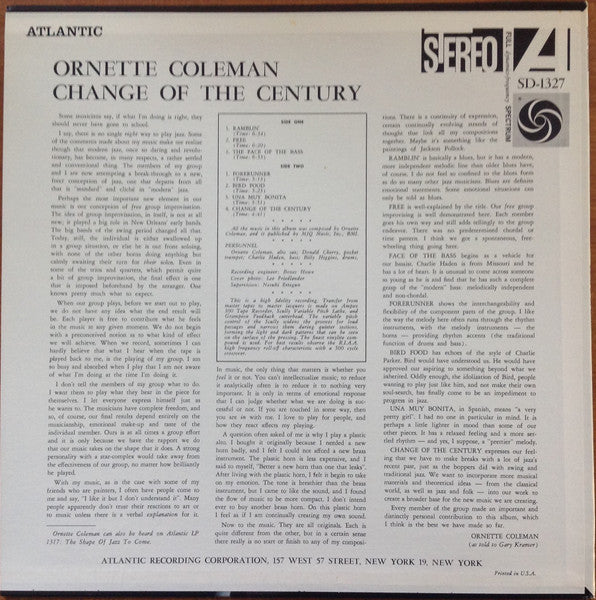 Ornette Coleman – Change Of The Century LP vinyl record, image 2 of 3