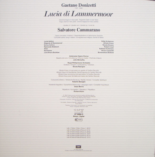 Gaetano Donizetti, Edita Gruberova, Alfredo Kraus, Renato Bruson, Robert Lloyd, The Ambrosian Opera Chorus, Royal Philharmonic Orchestra, Nicola Rescigno – Lucia Di Lammermoor (3xLP) LP vinyl record, image 5 of 10