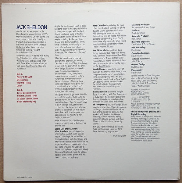 Jack Sheldon – Playin' It Straight LP vinyl record, image 4 of 6