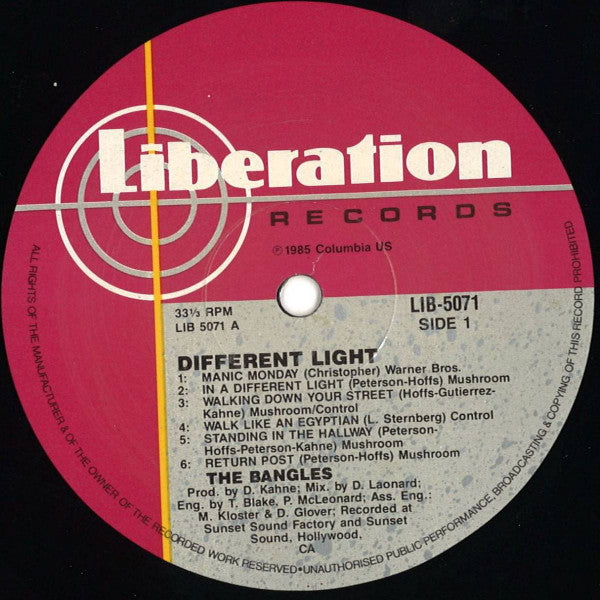Bangles – Different Light LP vinyl record, image 3 of 6