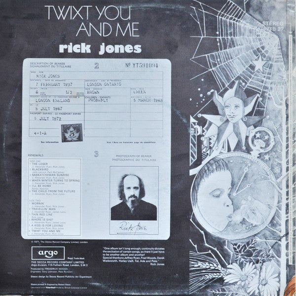 Rick Jones – Twixt You And Me LP vinyl record, image 2 of 4