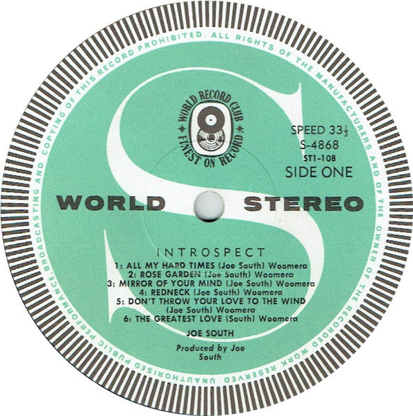 Joe South – Introspect LP vinyl record, image 3 of 4