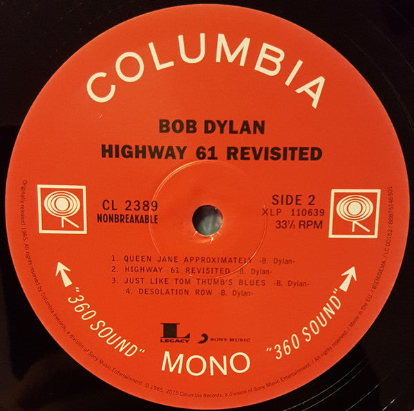 Bob Dylan – Highway 61 Revisited LP vinyl record, image 4 of 4