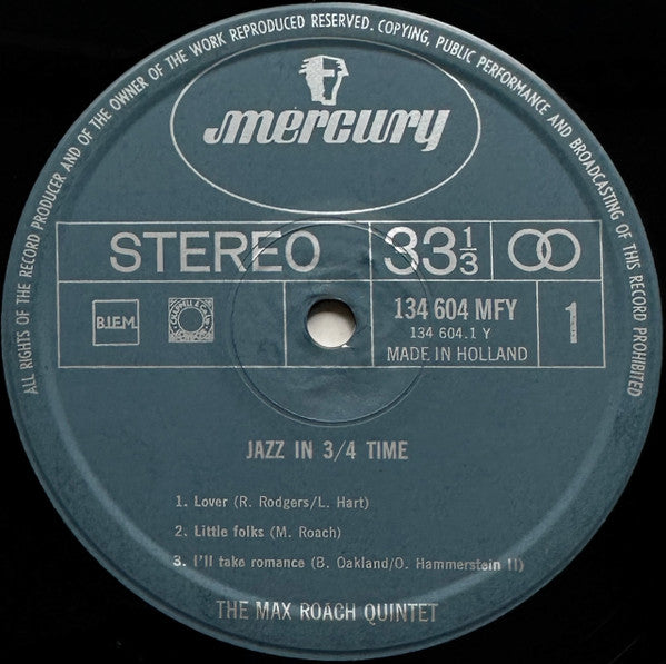 Max Roach – Jazz In 3/4 Time LP vinyl record, image 3 of 4