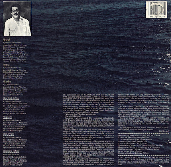 Paquito D'Rivera – Mariel LP vinyl record, image 2 of 5