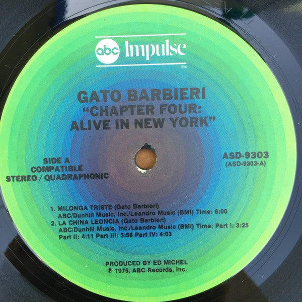 Gato Barbieri – Chapter Four: Alive In New York LP vinyl record, image 3 of 4